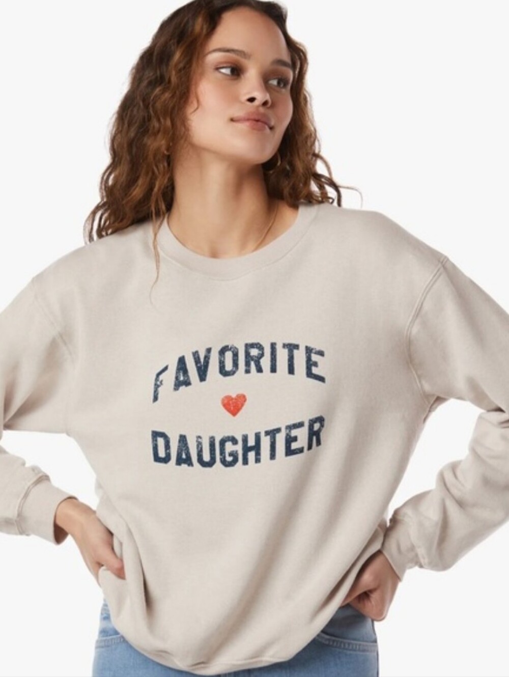Favorite Daughter Willow Crewneck Sweatshirt Pullover Oatmeal Collegiate Size M